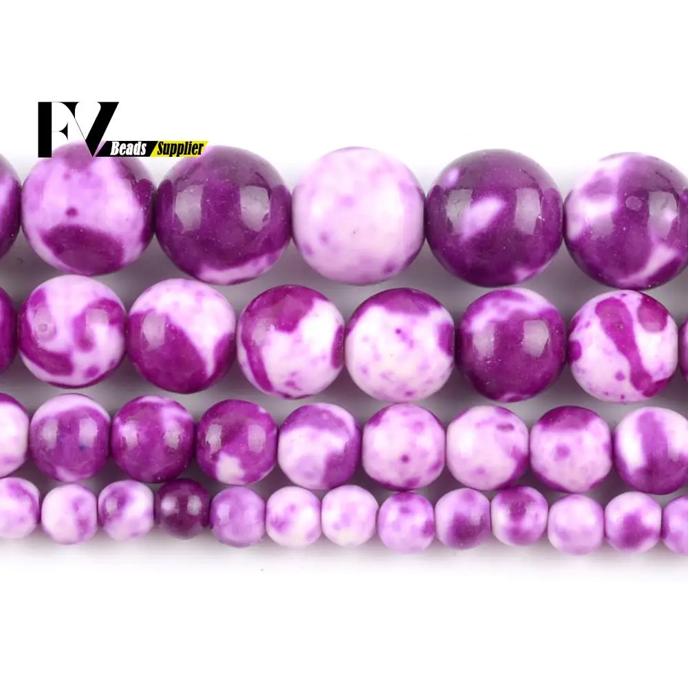 Натуральный фиолетовый красный дождливую погоду Цветок Круглые бусины