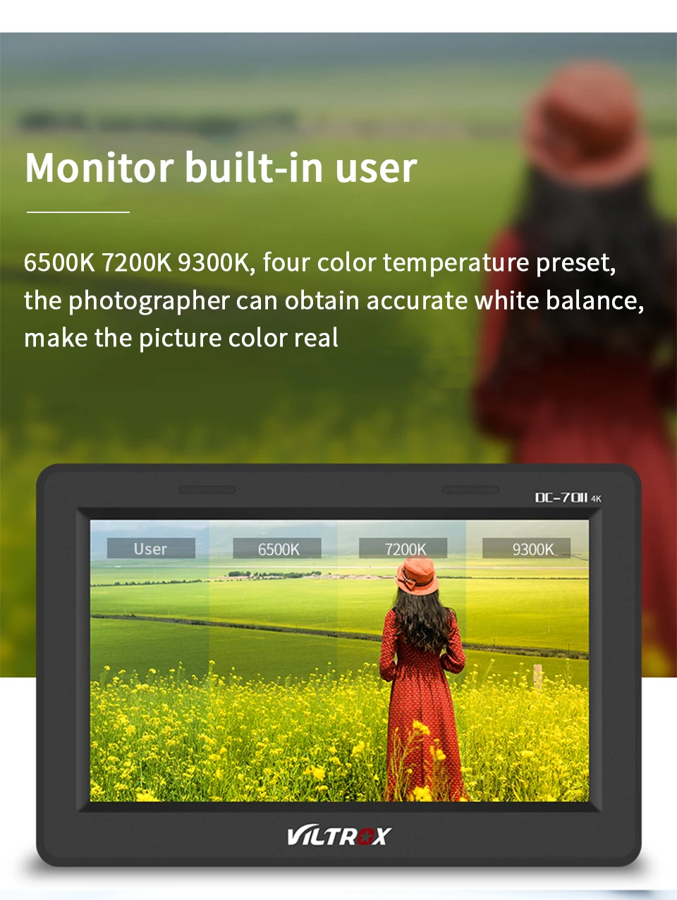 VILTROX TFT 1024*600 HDMI in/out 7 ''дюймовый ЖК-монитор для Canon Nikon sony Panasonic DSLR камер Viltrox DC-70 DC-70II