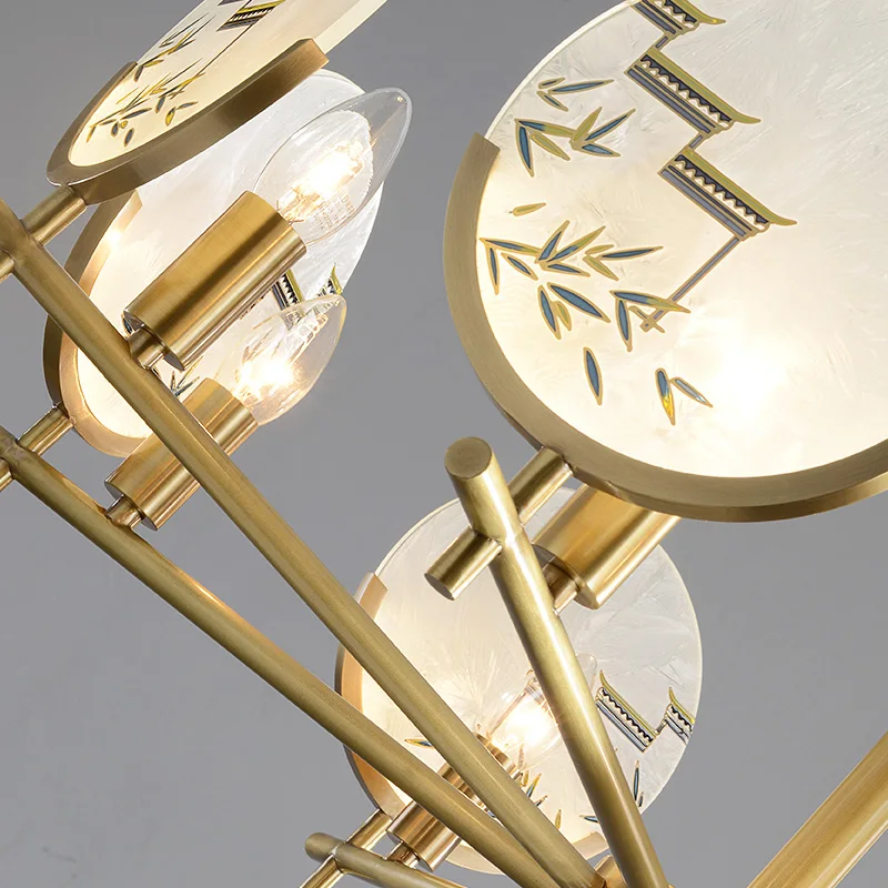 

Modern new Chinese style enamel copper chandelier living room dining room bedroom villa designer simple lamps