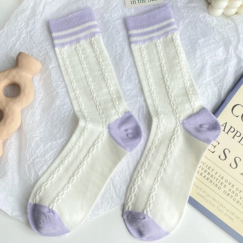 Модные стильные хлопковые носки женские в стиле Харадзюку винтажные фиолетовые