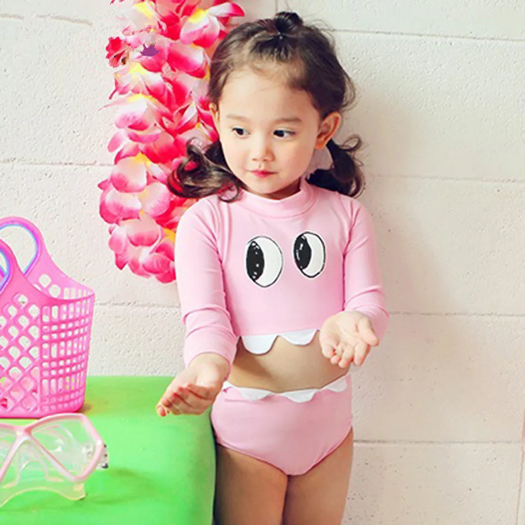 

Summer Infant Kids Girls Long Sleeve Cartoon Piece Tassel Bikini Set Swimwear Swimsuit Bathing Clothes L1128