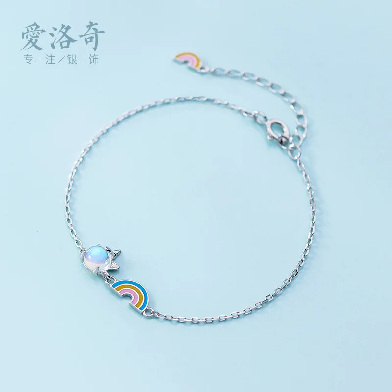 Браслет женский хипстер капающий резиновый Радужный с единорогом S3261|Гибкие и