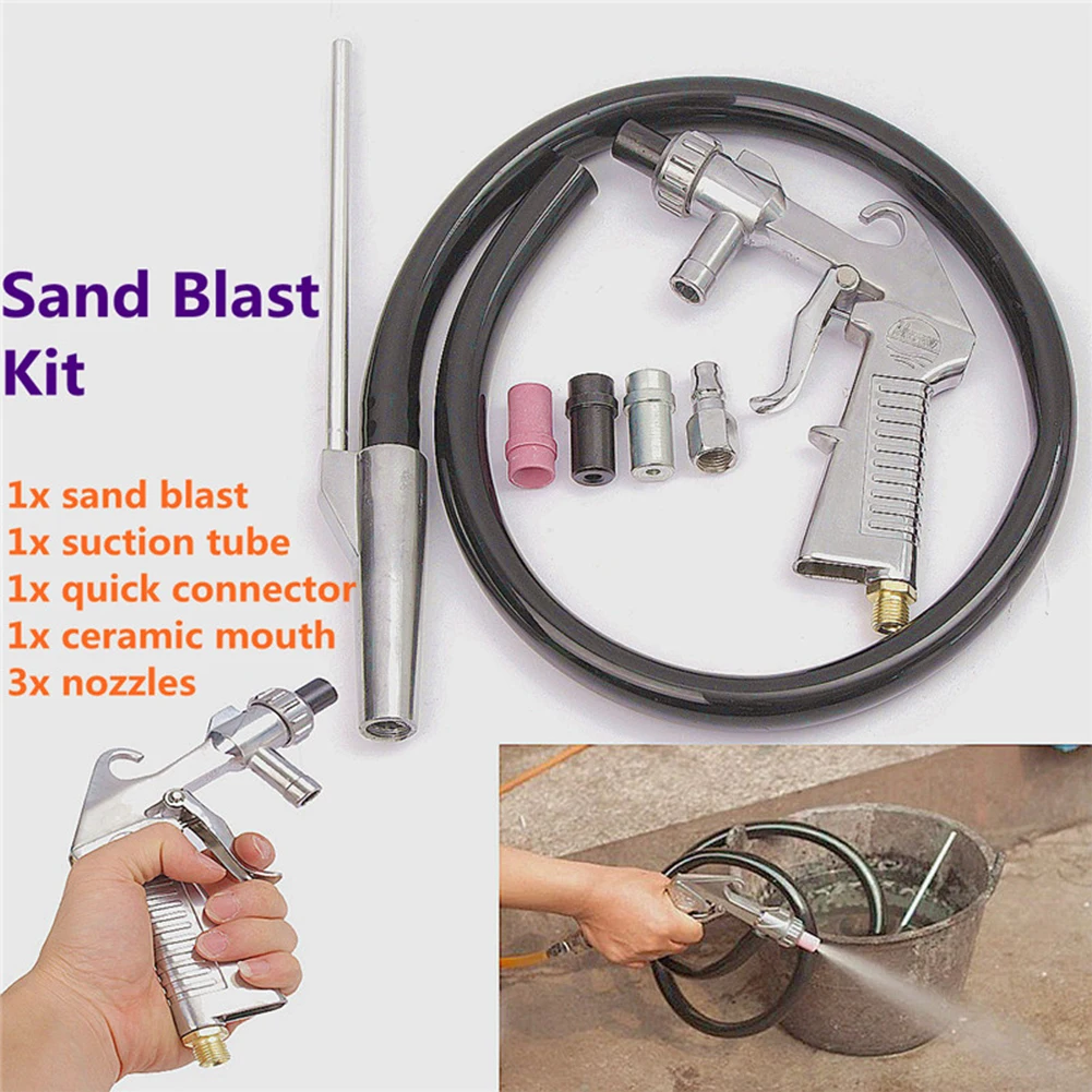 Handheld Pneumatic Sandblaster Sandblasting Spray Gun with Nozzles Anti-rust Sand Blasting Abrasive Power Tools Kit | Инструменты