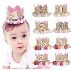 Детская шляпа на день рождения корона принцессы ободок От 1 до 3 лет День рождения украшения детский душ 1-й День Рождения Детские праздничные атрибуты