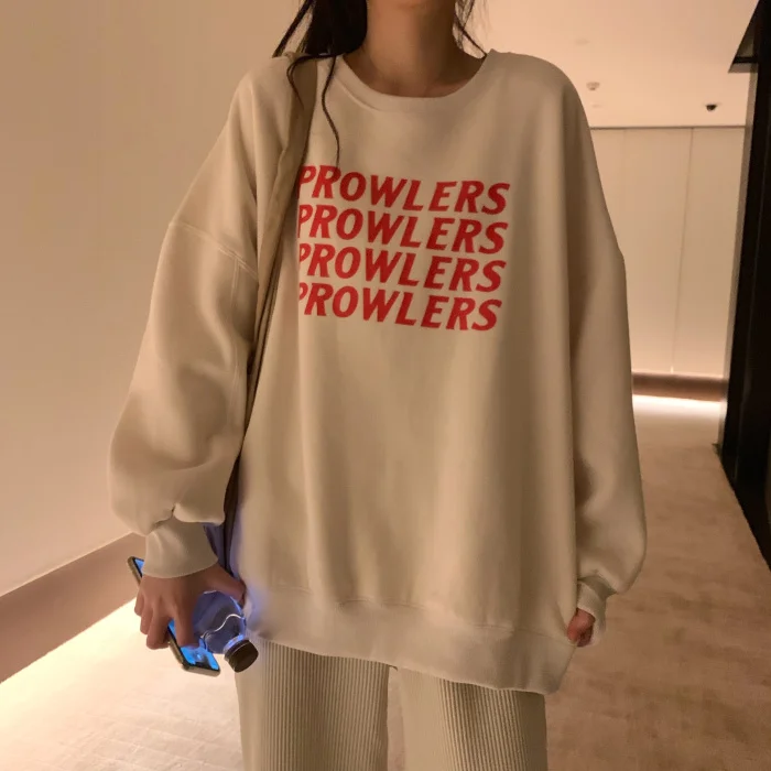 

Women'S Printed Letter Sweatshirts 2021autumn Winter New Thick And Warm Personalized Back Letter Printing Long Sleeve Pullover