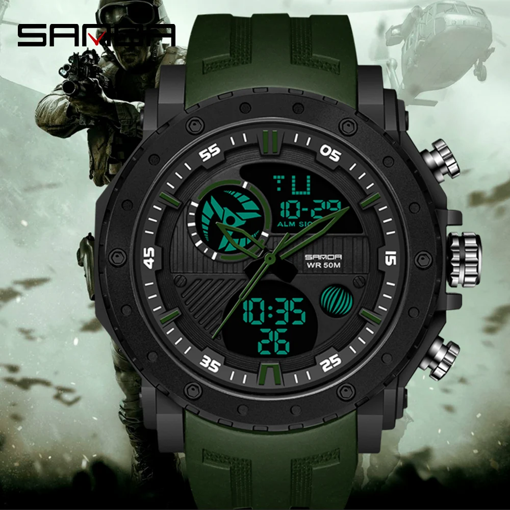 

SANDA 2020 Fashion New Flagship Men's Watch Multifunction Sports Style Dual Display Digital Wristwatch Gifts Relogio Masculino