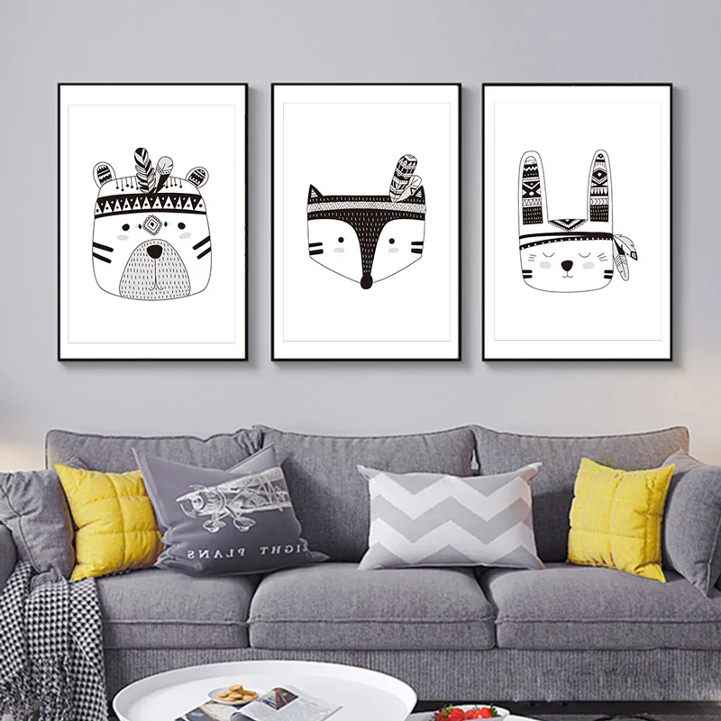 Холст кролик постер с животным принтом настенные картины для детской комнаты