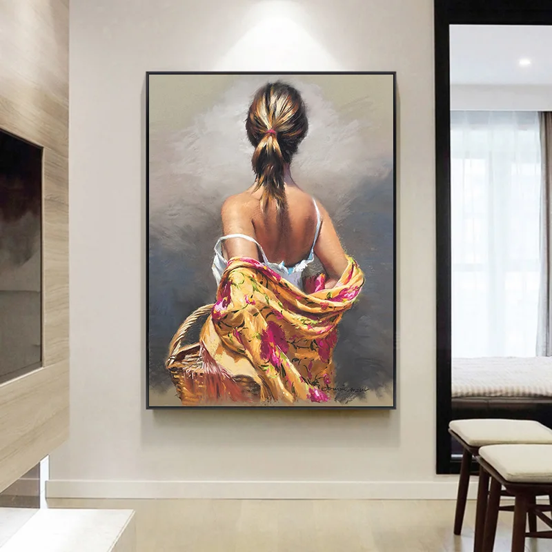 

Sexy Nude Woman Canvas Portrait Oil Painting Posters Cuadros Canvas Paintings Wall Art for Living Room Home Decor (No Frame)