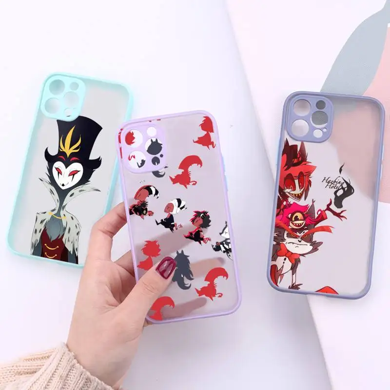 

Helluva Boss Phone Case For iPhone 13 12 11 Mini Pro XR XS Max 7 8 Plus X Matte transparent Purple Back Cover