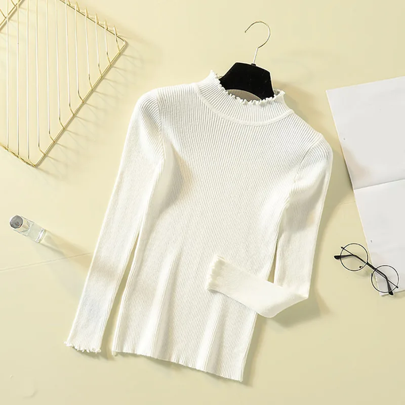 Осенне-зимние вязаные женские свитера с круглым вырезом и длинными рукавами