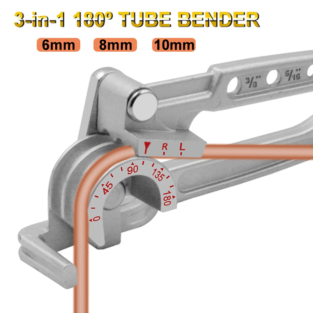 

3-In-1 Manual Tubing Bender 1/4" 5/16" 3/8" Pipe180 Degree Tube Bender Water Gas Pipe Plumbing Bending Tool for Copper Brass