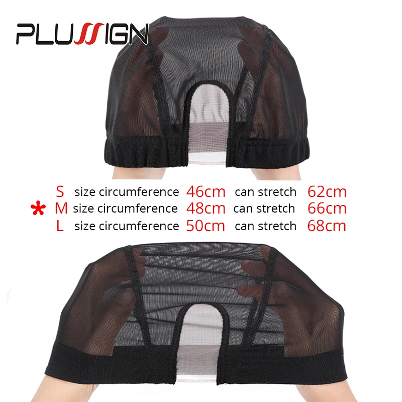 Фото Сетчатая шляпка для парика Plussign с U-образной формой, сетчатая черная эластичная сетчатая шляпка «сделай сам» для изготовления париков, дышащие Ipcs №4