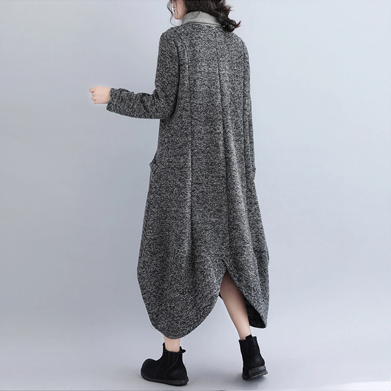 

New Autumn Winter Outwear Women Long Asymmetric Trench Solid O-Neck Zipper Irregular Coat Female Fashion Casual Outdoor Overcoat
