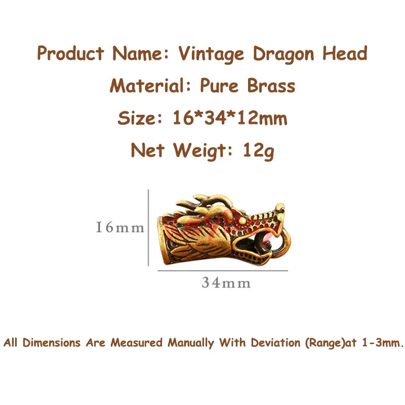 Подвеска в виде головы дракона из чистой меди со властным зодиаком Мужская