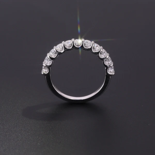 Женское обручальное кольцо из белого золота 14 карат Half Eternity 2 8 мм DEF цвета круглое