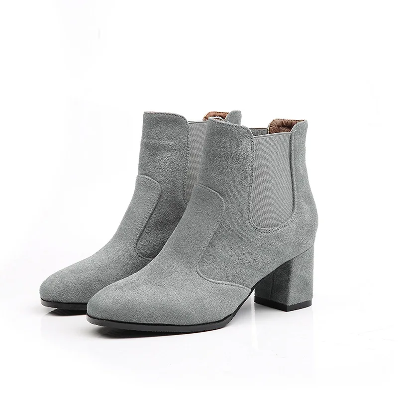

Nice Tide Martin Boots woMen Fashion Simple Thick With Short Boots Square Head Suede High Heel woMen Shoes Boots