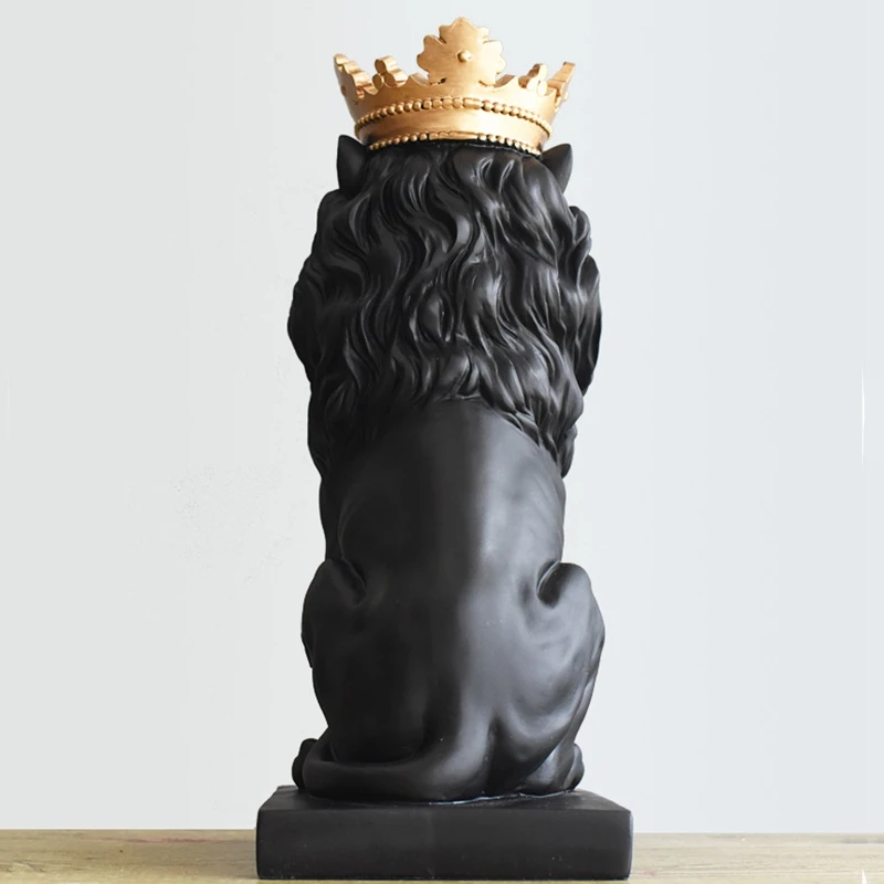 

Nordic Style Fashion Simple Crown Lion Resin Statue Model Animal Abstract Furnishing Art Display Stand Decoration