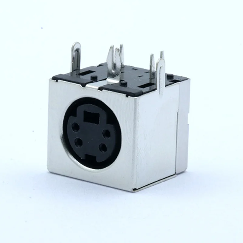 

100PCS MDC/S Terminal Mini PS2 Power Socket MINI DIN 4PIN Metallic Housing Female Socket Bent needle Half-Package Shield