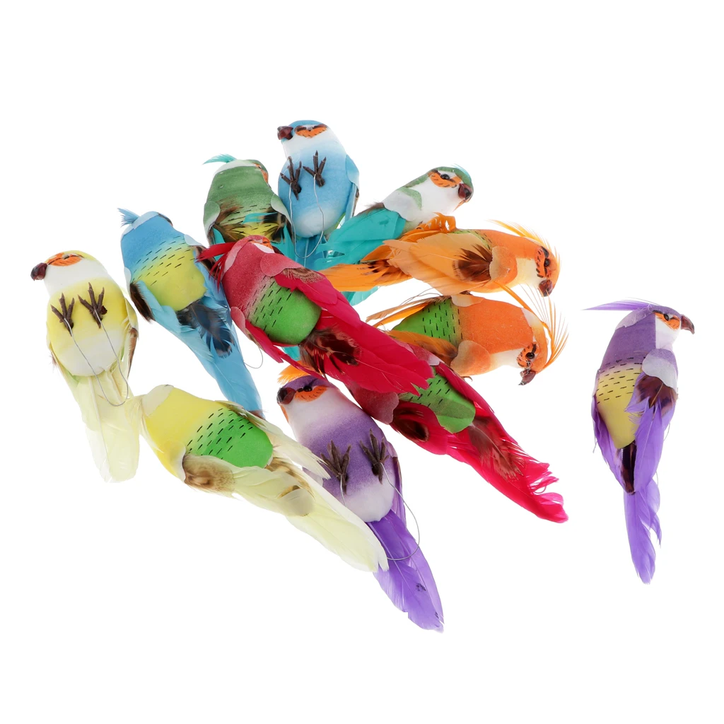 

12pc Artificial Simulation Foam Birds Feather Parrots Party Wedding Ornament