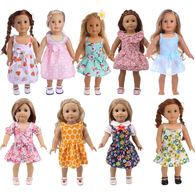 

New Doll Skirsts For 18 Inch American & 43Cm Baby New Born Doll Cute Cartoon Printing For Our generation Doll Daily Life