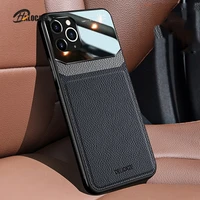 hybrid leather acrylic phone case for iphone xr xs x xs max 8 7 6 s plus 12 case luxury slim matte back hard protection cover