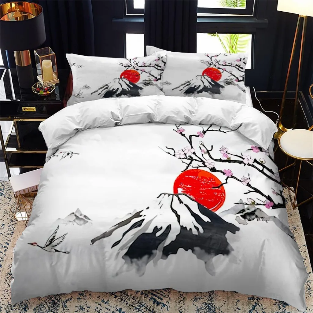 Japanese ukiyo bed duvet cover set queen calico Twin size comforter bedding Single complete |