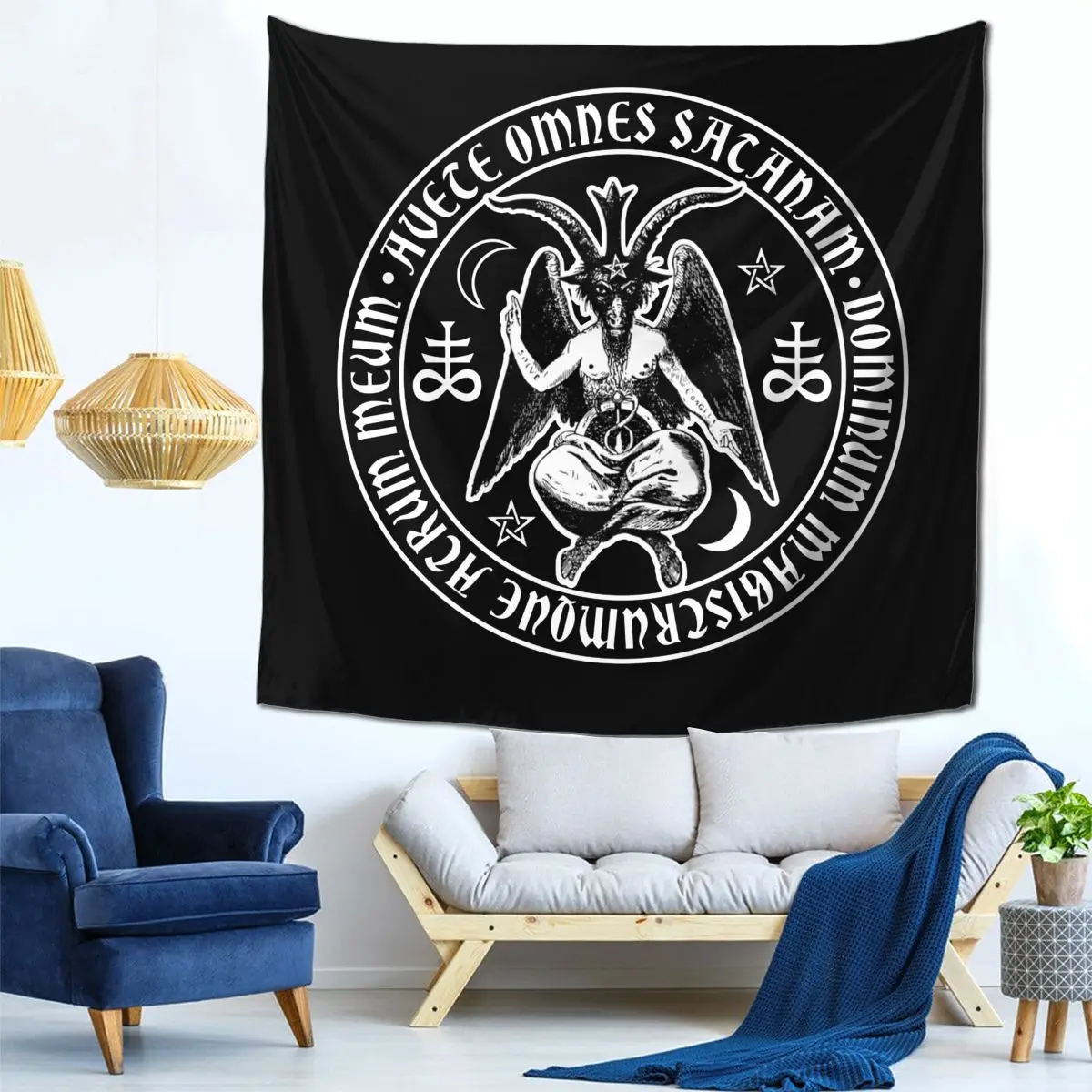 

Baphomet Satanic Crosses With Hail Satan Tapestry Bohemian Cloth Wall Hanging Lucifer Boho Decor Psychedelic Blanket 95x73cm