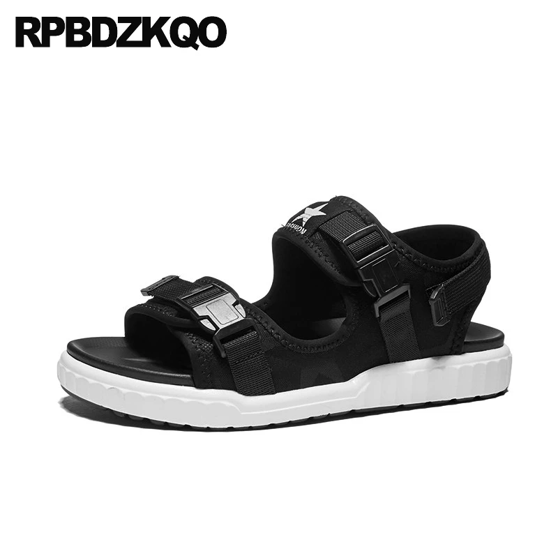 

Мужские холщовые Босоножки на платформе, черные повседневные Водонепроницаемые босоножки из сетчатого материала, на плоской подошве, для з...