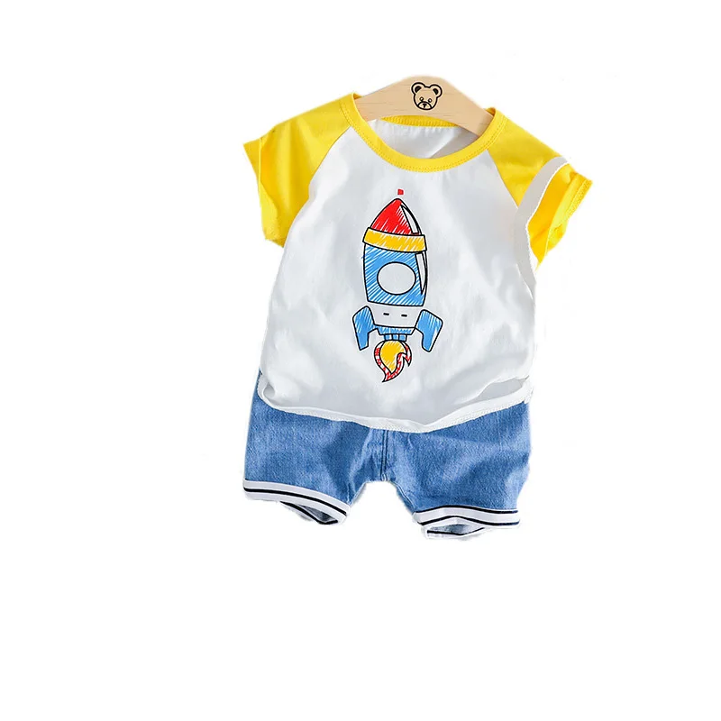 Комплекты одежды для маленьких мальчиков милая летняя футболка с изображением