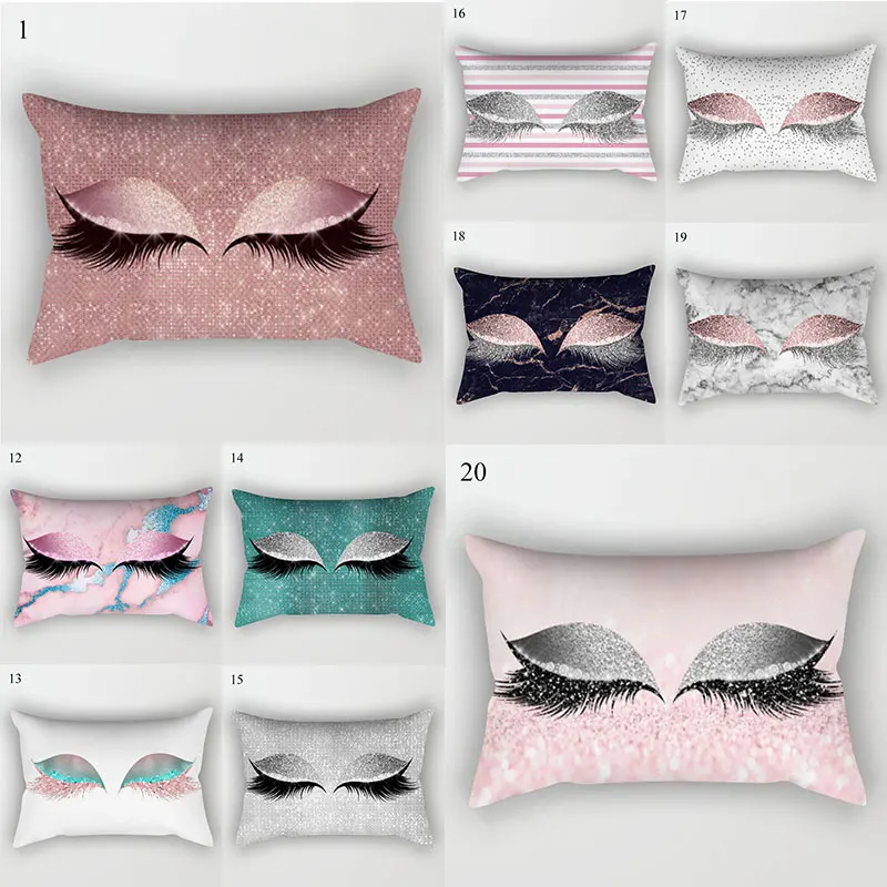 

2021 New Simple 30*50cm Pink Golden Pillowcase Eyelash Soft Cushion Cover Marble Pillow Cover Home Decor Sofa Throw Pillow Case