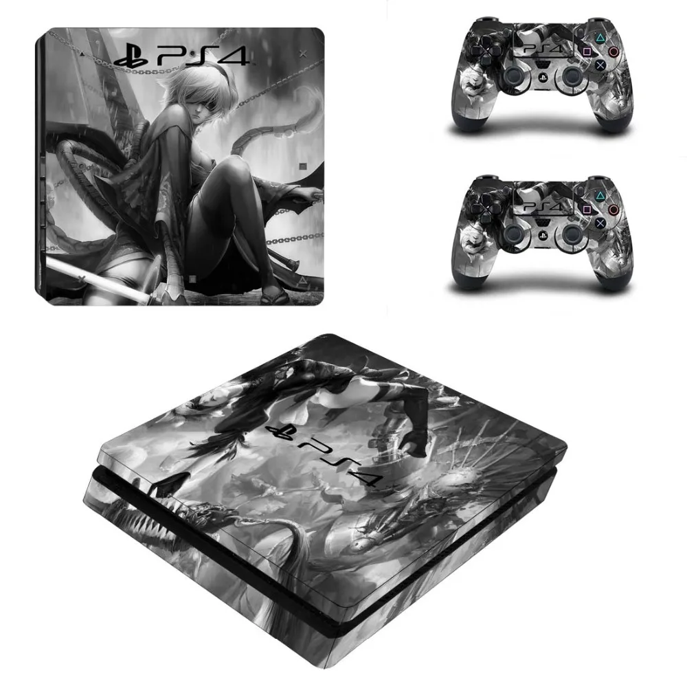 NieR Automata полное покрытие лицевые панели PS4 тонкая кожа Виниловая наклейка, стикер для консоли Playstation 4 и контроллеров PS4 Slim Skin