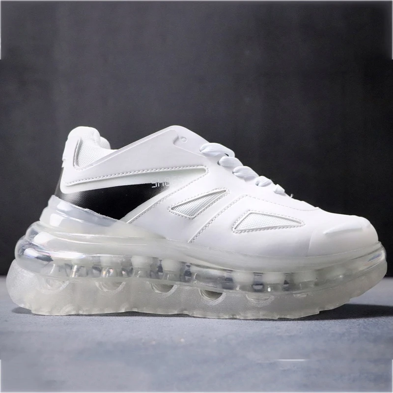 

Women Running Shoes Air Cushion Transparent Bottom Height Increasing Sport Shoes for Men Outdoor Jogging Casual Ladies Sneakers