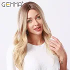 Длинный волнистый парик GEMMA с эффектом омбре, черные, коричневые, блонд, синтетические парики для женщин, средней части, косплей вечерние, искусственные волосы, высокотемпературное волокно