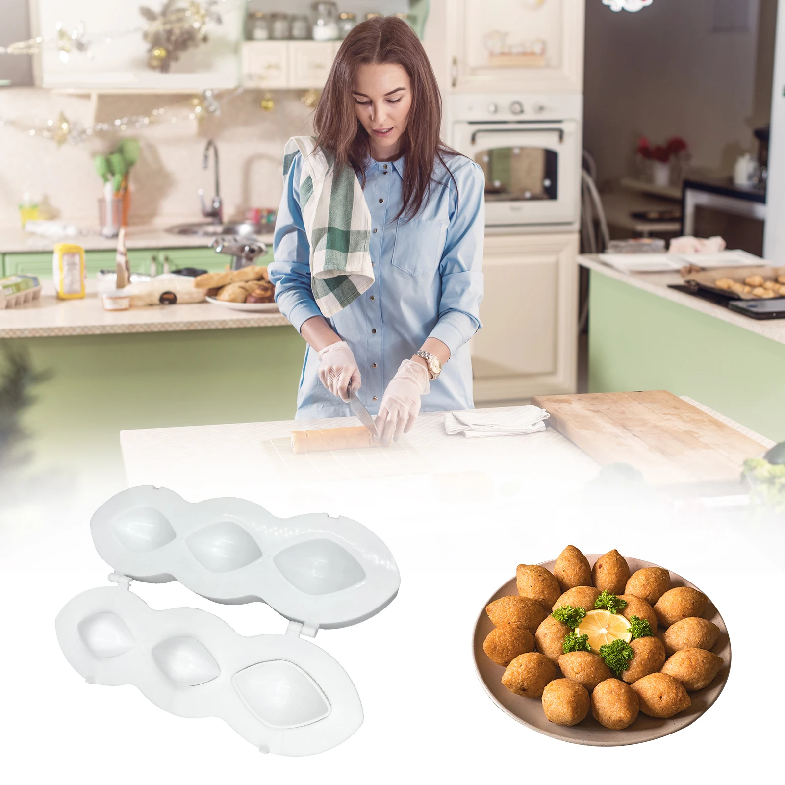 

Meatball Maker Manual Meatloaf Mold Maker Kitchen Tools Stuffed Meatball Kibbeh Express Maker Processor Roll Cake Dessert Decor