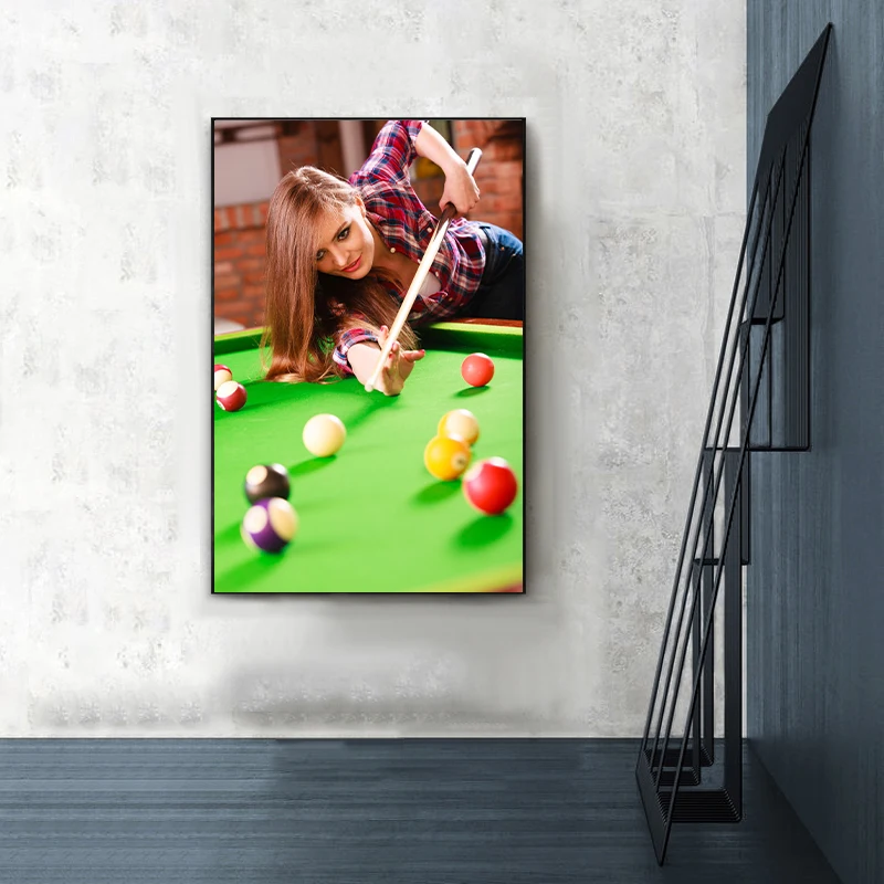 

Decorative Painting Living Room Gentleman Home Decoration Billiards Woman Abstract Painting Wall Art Print Poster Picture