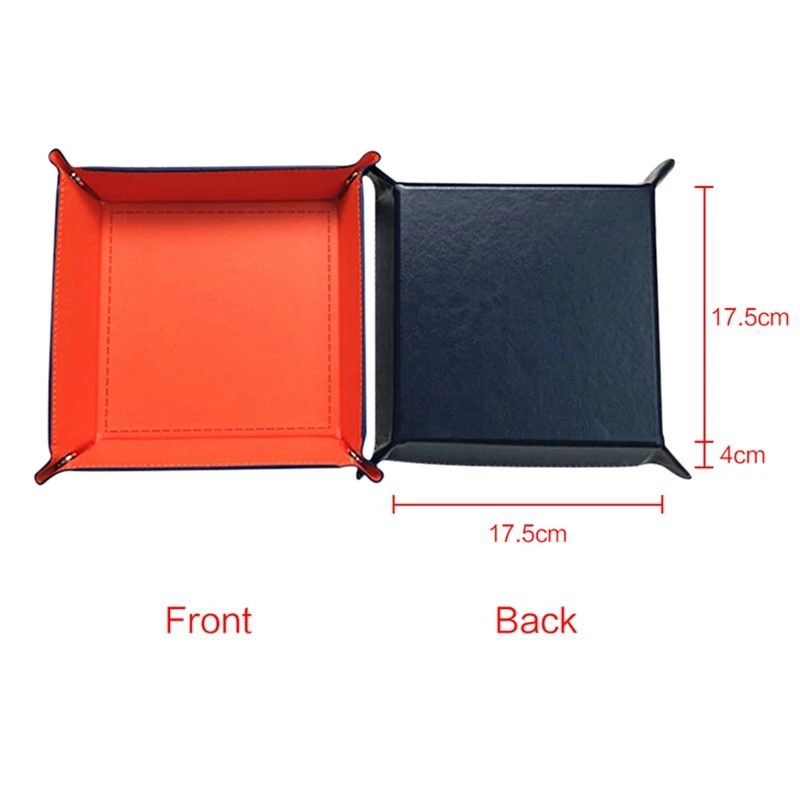 Folding Dice Storage Box PU Leather Quadrilateral Table Tray Coin Keys Holder | Дом и сад