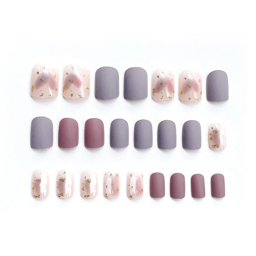 24pcs/box New Matte Frosted Fake Nails DIY Fashion Charm Professional Nail Products | Красота и здоровье