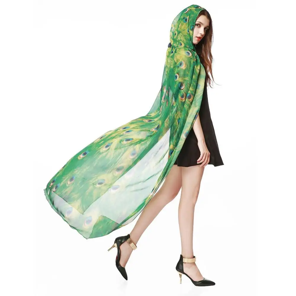 

Women's Long Cloak Halloween Gift Chiffon Butterfly Cloak Printed Cloak Color Long Butterfly Color