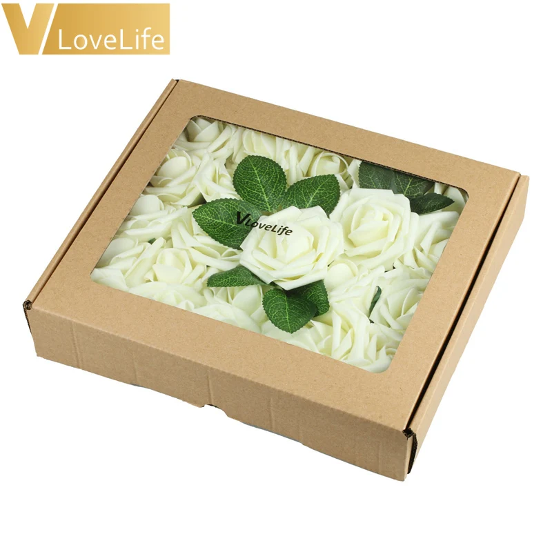 Искусственные цветы розы 25 шт w/штока набор сделай сам для свадебного букета