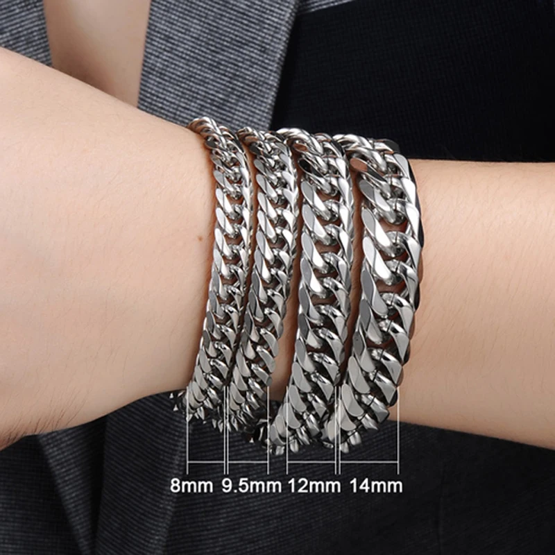Женский шикарный мужской браслет с цепочкой из полированной нержавеющей стали