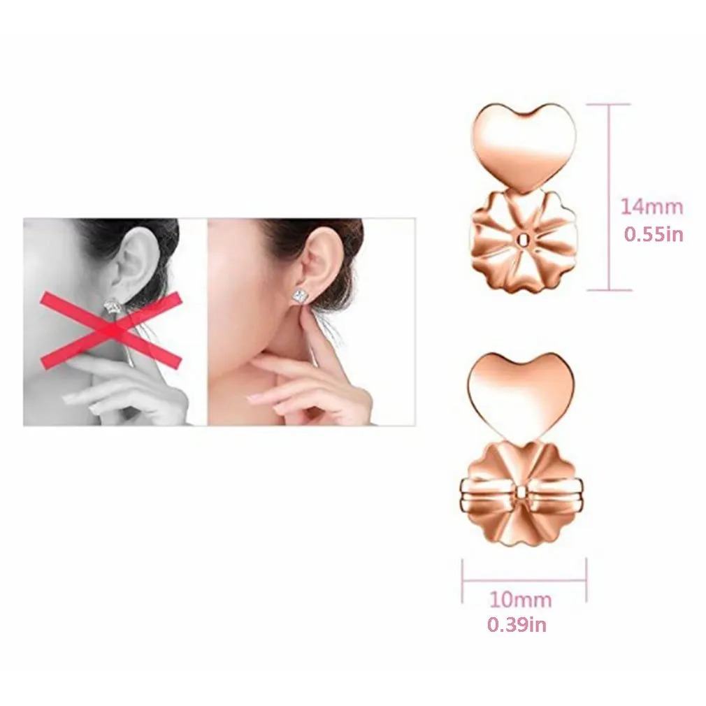 

3 Pairs Ear Nail Assistive Device Adjustable Antiallergic Conjoined Peach Heart Creative And Personalized Earrings Button