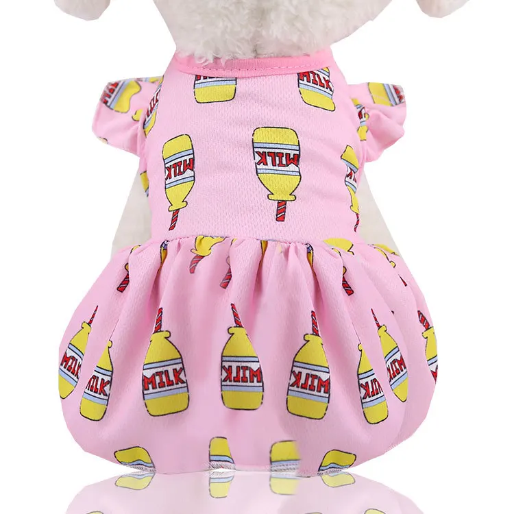 

Small Dog Dress Fruit Strawberry Banana Print Poodle Teddy Dog Dress Cat Skirt T-shirt Vest Couple Pet Clothing Puppy Clothes