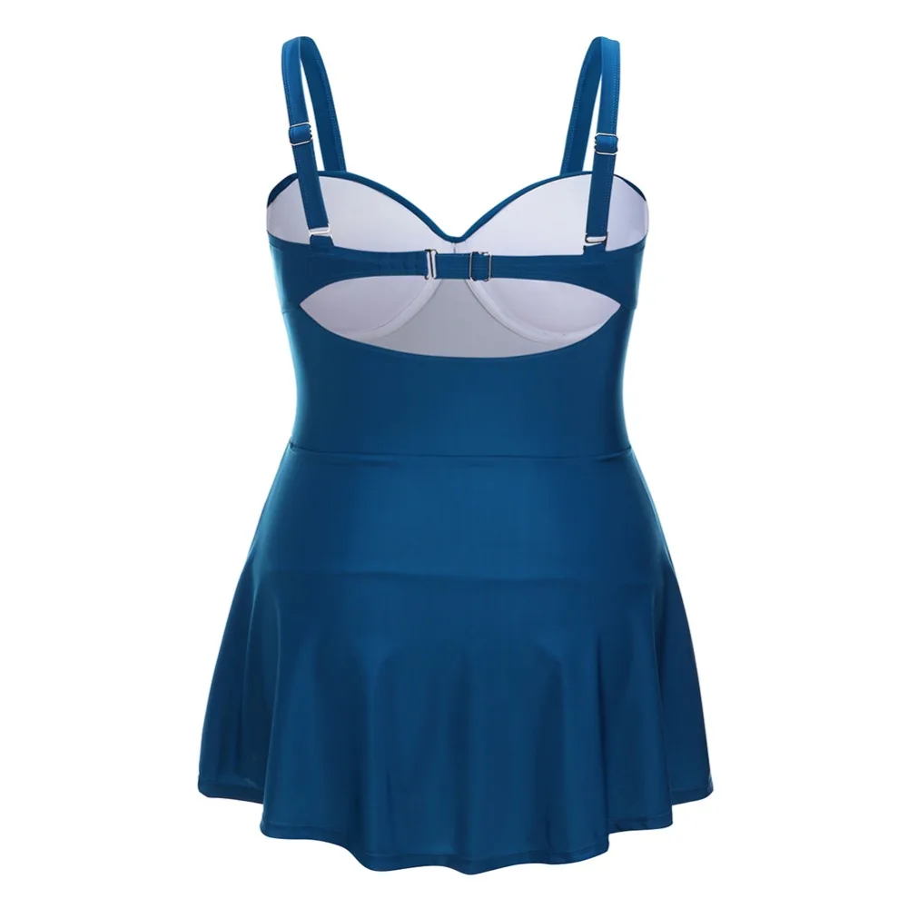Women's Monokini One Piece Swimsuit Plus Size Swim Skirt Tankini Swimwear Female Solid Bathing Suit Beachwear XL XXL XXXL 4XL