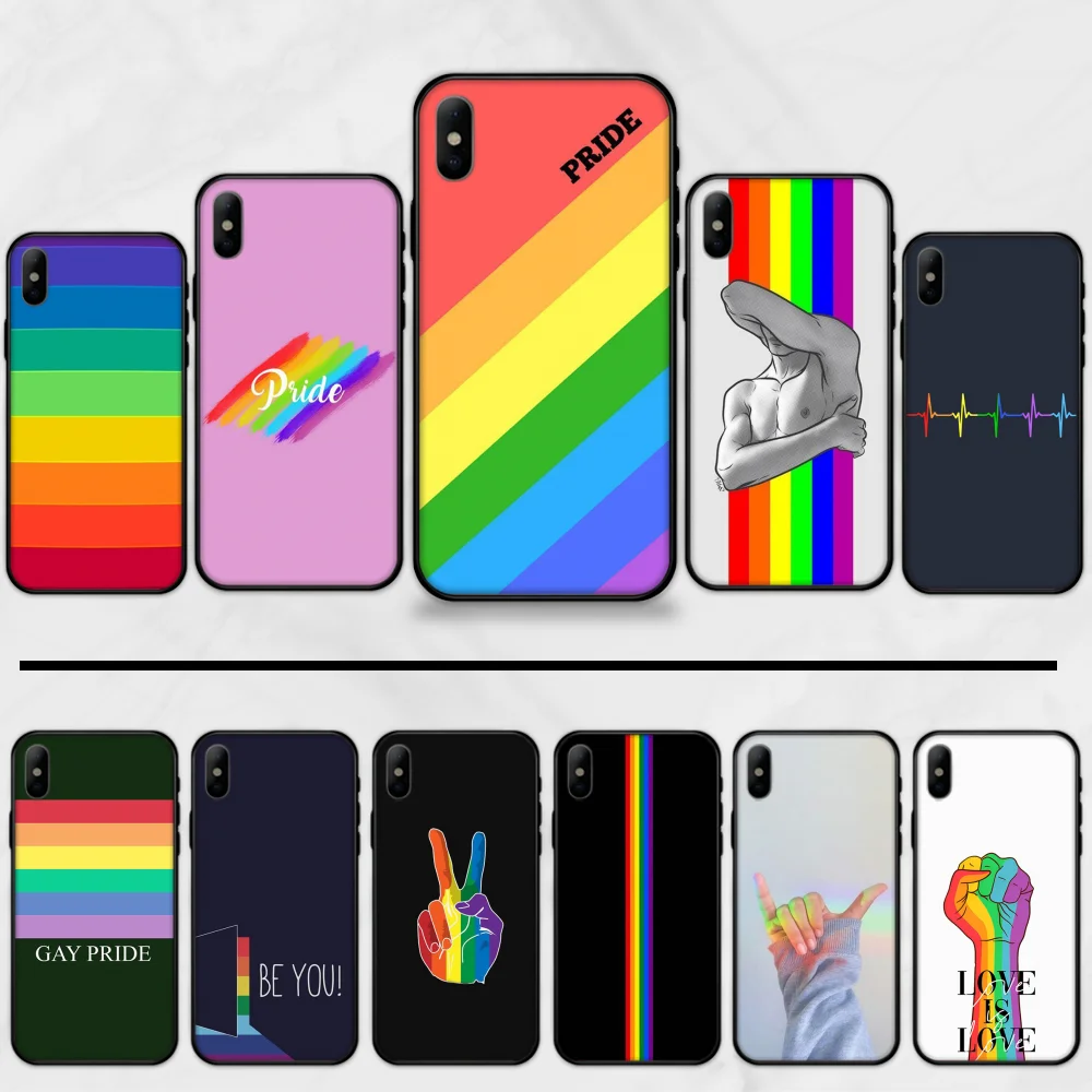 Чехол для iphone se с гей флагом черный мягкий чехол телефона 5 5S SE 5C 6 6S 7 8 plus X XS XR 11 PRO