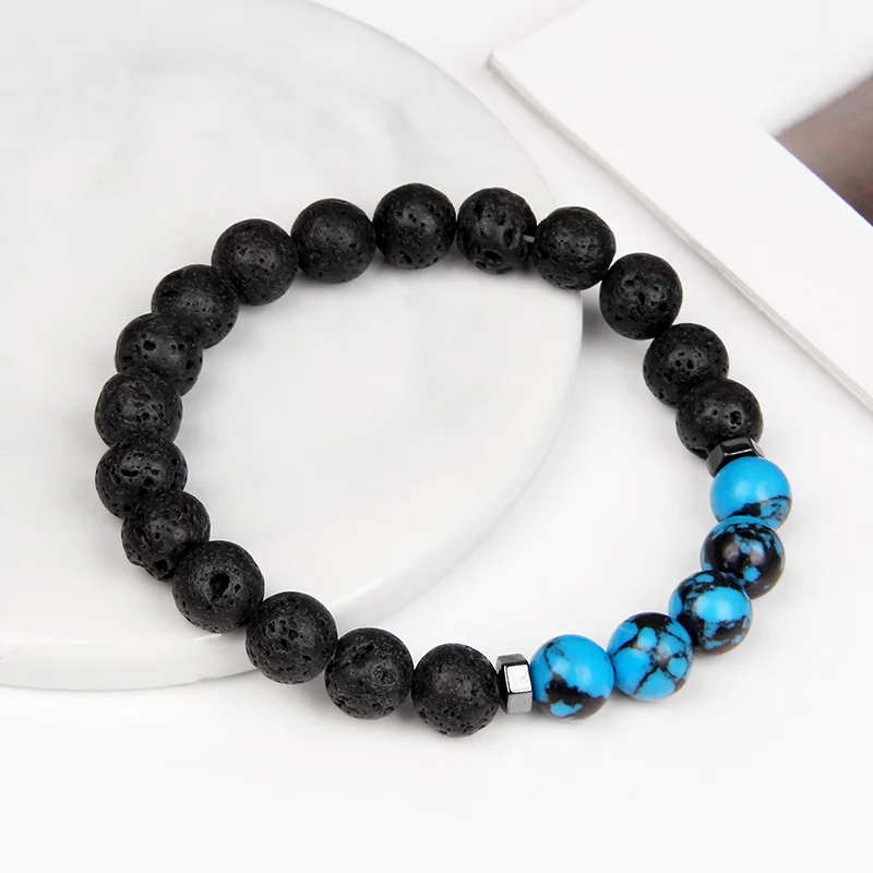 

Natural Stone Tiger Eye Bracelet 8mm Volcanic Beads Bracelets Black Lava Men Bracelet Essential Oil Diffuser Bangles for Women