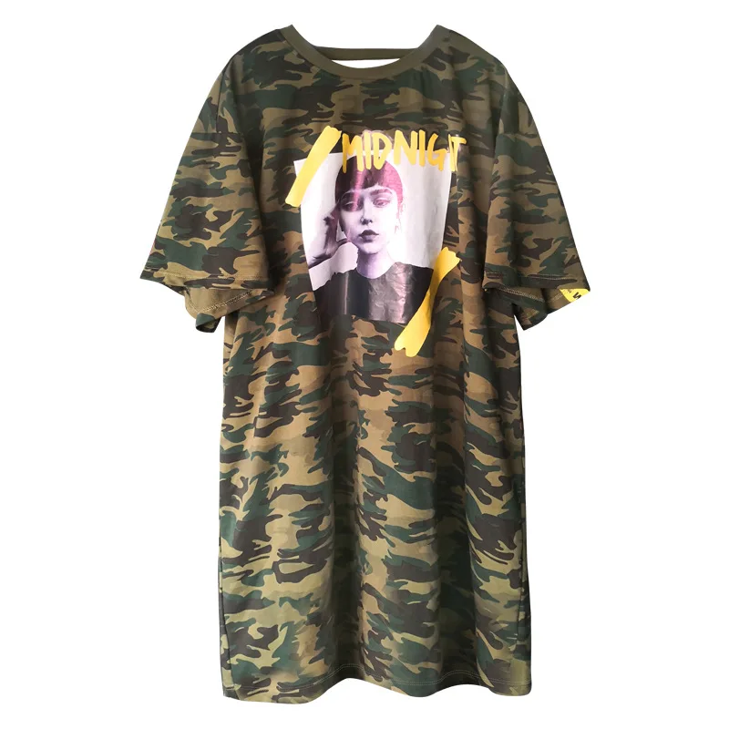 

Short-sleeved t-shirt female 2020 summer new style halter camouflage Korean women's tide brand loose net red top