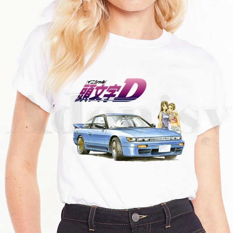 

Initial D Drift Japanese Anime AE86 T Shirts Print Women's T-shirt Short Sleeve Female Tops Tees Harajuku shirts for women