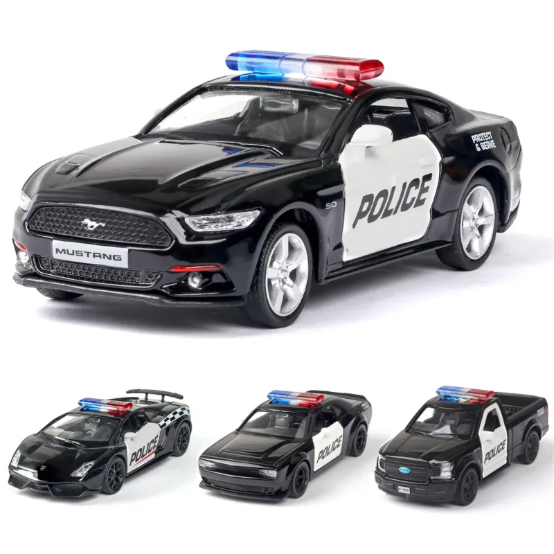 

1:36 American Ford Mustang Lamborghini Dodge Challenger Police Car Simulation Alloy Diecasting CarModel Children's ChristmasGift