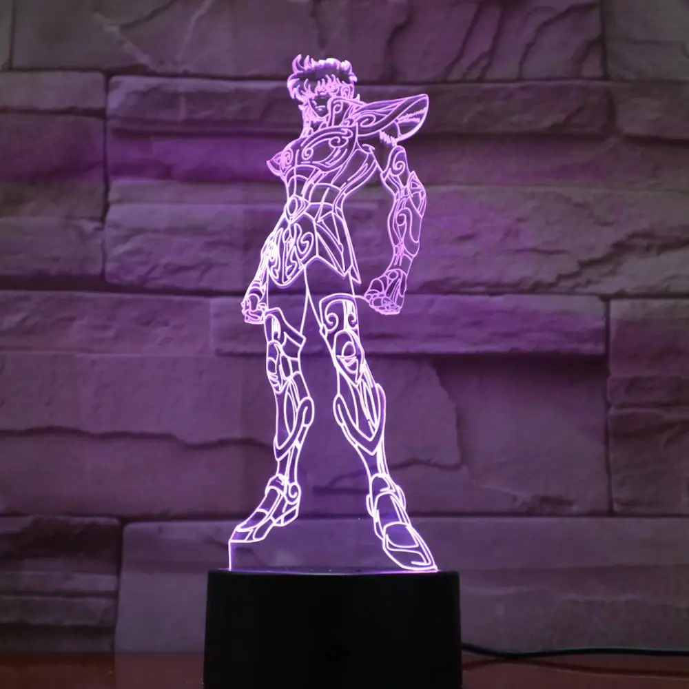 3D Светодиодная Ночная лампа Saint Seiya Lampara Toys экшн фигурка 7 цветов меняющий