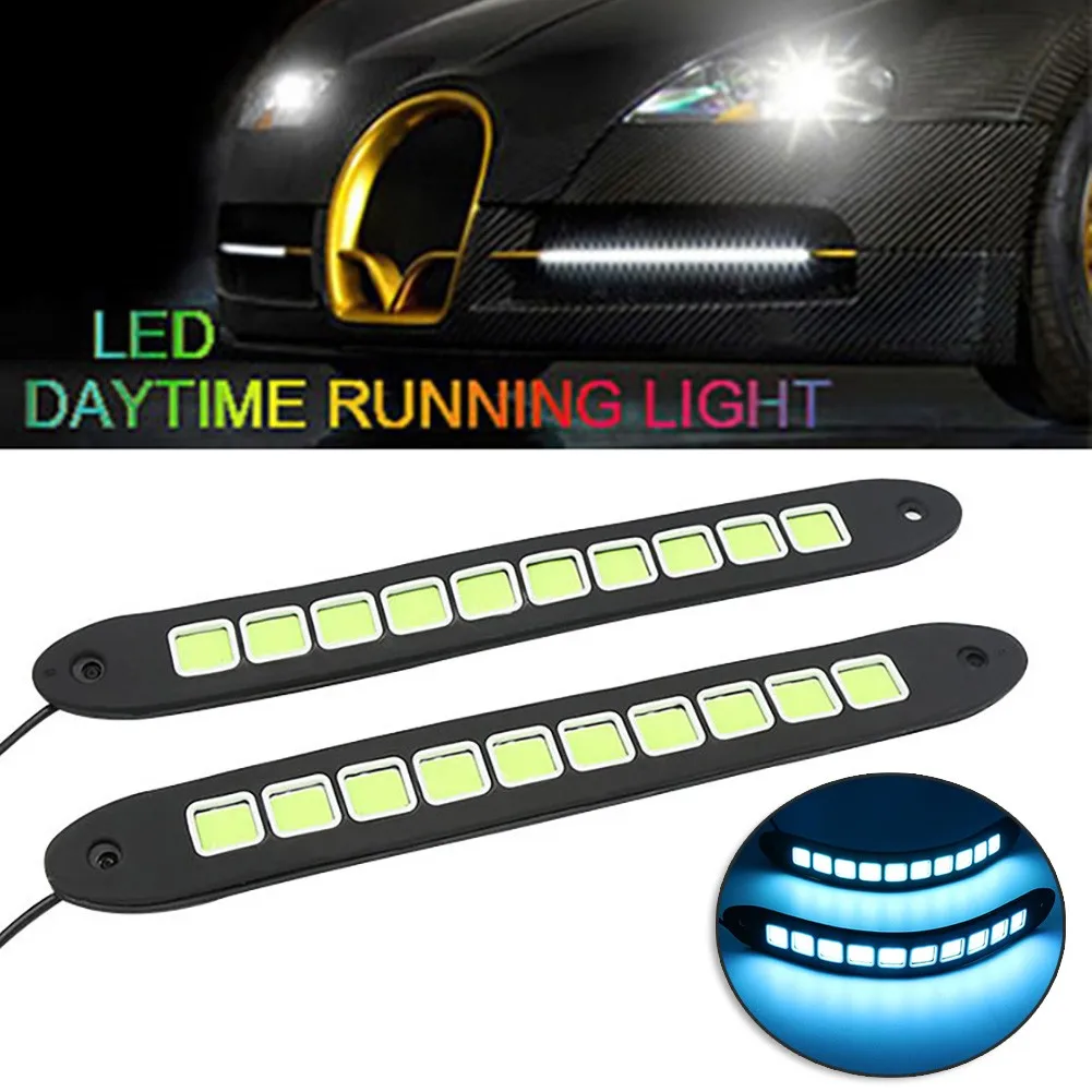 

Ice Blue COB LED DRL Lights Universal Waterproof 1Pair 26cm Auto Bright